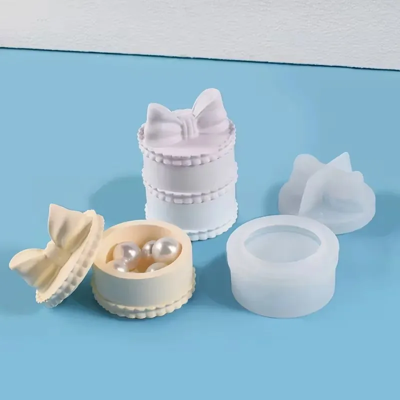 2026 Latest Models Creative Storage Box Silicone Mold DIY Crystal UV Epoxy Resin Bowknot Storage Box Molds Gift Box Jewelry