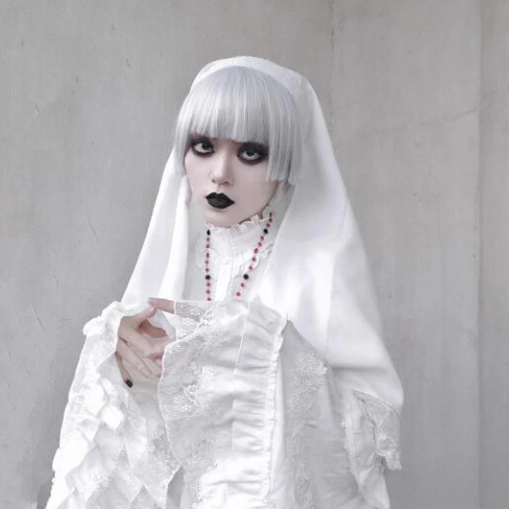 Lolita – voile de nonne noire pour femmes, bandeau de fête d'halloween médiéval, Costume gothique Loli, accessoires de Cosplay