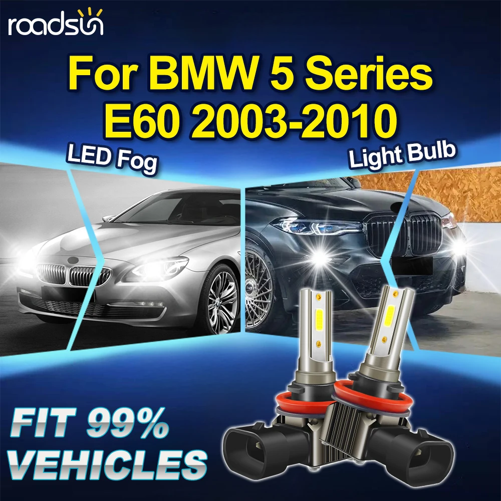 

ROADSUN 2 шт. улучшенные светодиодные лампы Canbus для противотуманных фар, ультраяркие лампочки для BMW 5 серии E60 2003-2010