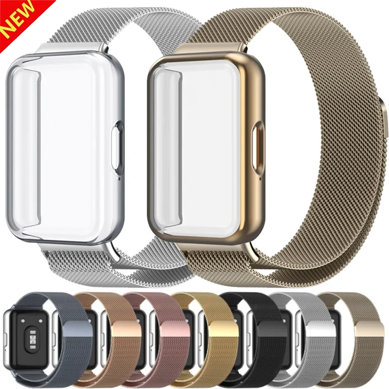 Milanese Loop Strap+Case For Samsung Galaxy Fit 3 Magnetic Fashion Durable Wristband Samsung Galaxy Fit 3 Screen Protector Cover