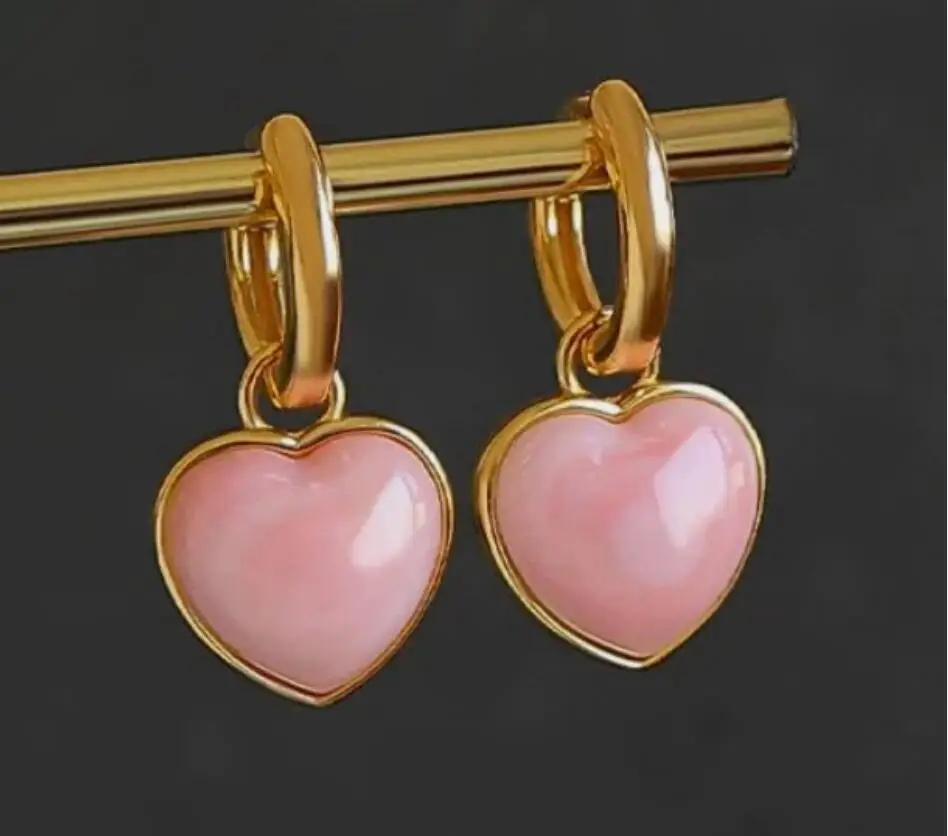 charming pair of 12-13mm natural pink conch pearl dangle earring 925s