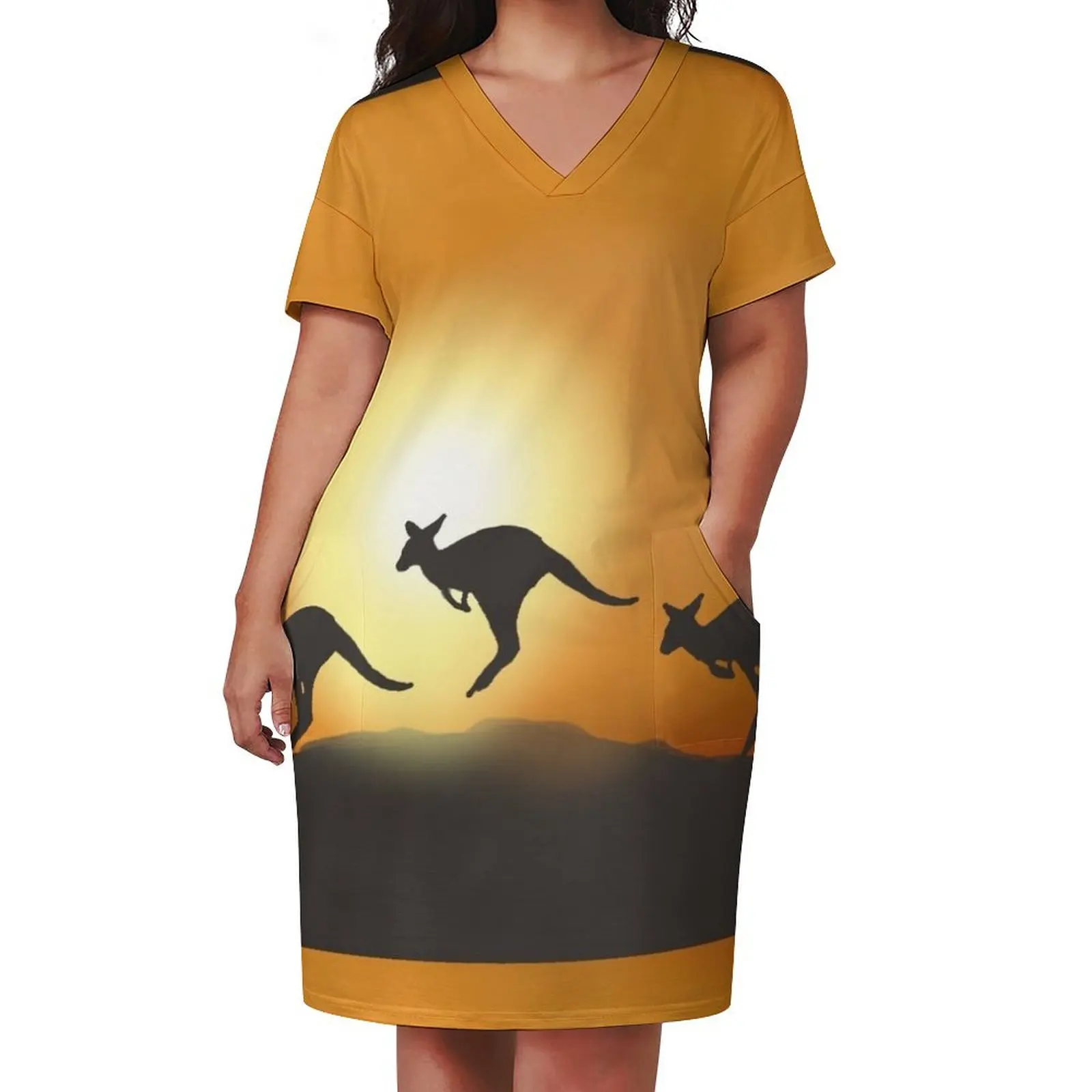 Kangaroos in the Australian Desert Loose Pocket Dress Party dresses evening dress woman dress for women summer