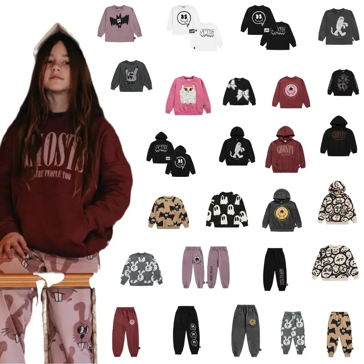 

In stock 2024 children's autumn and winter fleece sweatshirt and pants
