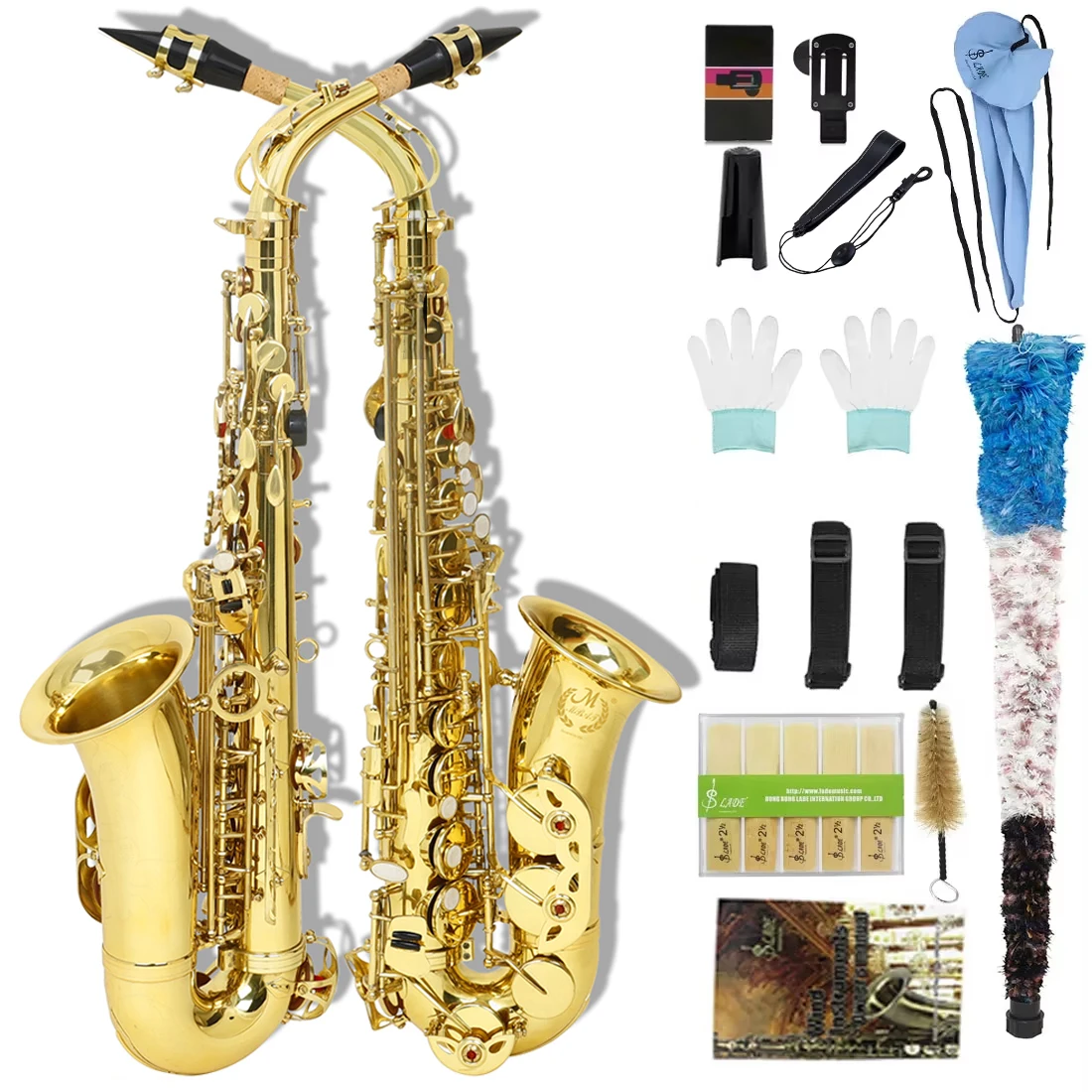 M MBAT Gold Alto Saxophone Student Alto Saxophone E Flat  Beginner Saxophone Complete Set with Case Mouthpiece Strap Reed Parts