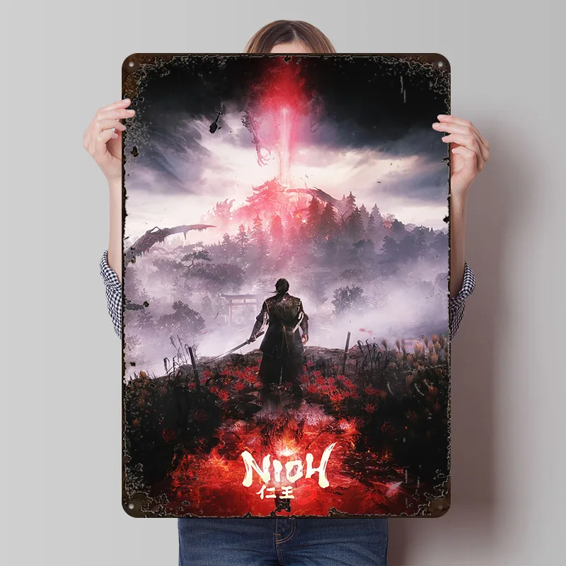 Nioh 3 Game Printed Poster Customized Retro Wall Art Vintage Metal Tin Signs for Custom Plate Wand Deko Home Decoration Gaming