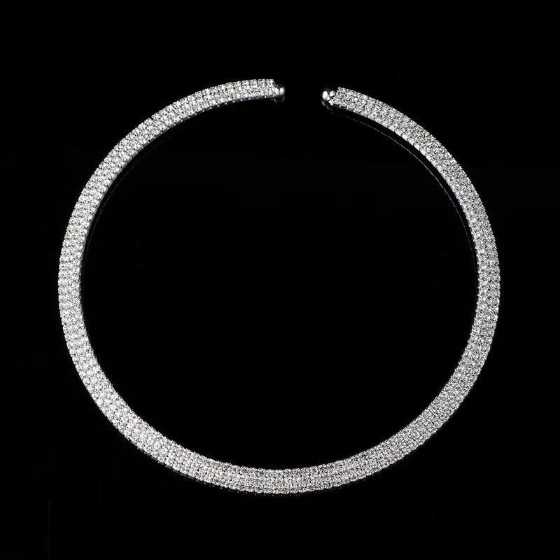 Elegant Choker Necklace Crystal Rhinestone Silver Plated Neckless Women Jewelry Simulated Pearl Choker Necklaces Luxury