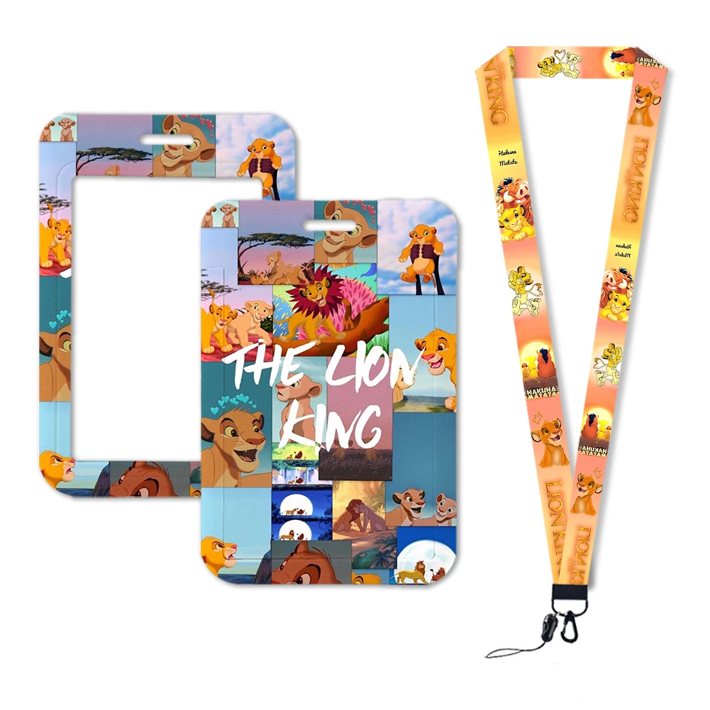 Disney The Lion King Simba Neck Strap Lanyard Anime Boys Card Cover Cartoon Badge Holder ID Card Students Hang Rope Gift