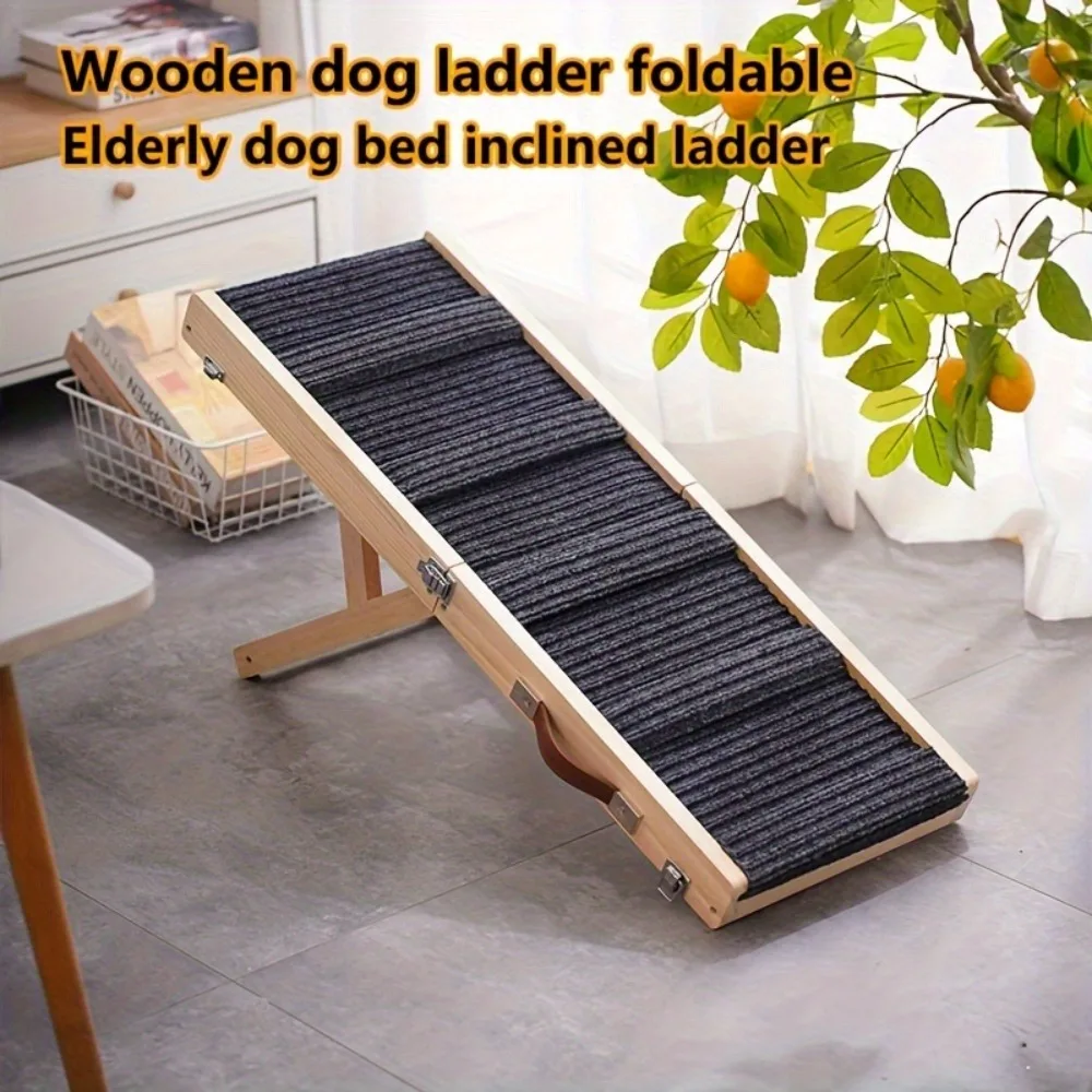 

Dog Ramp, Wooden Dog Climbing Ladder, Multiple Styles Available, Foldable Wooden Pet Climbing Ladder for Medium and Small Dogs a
