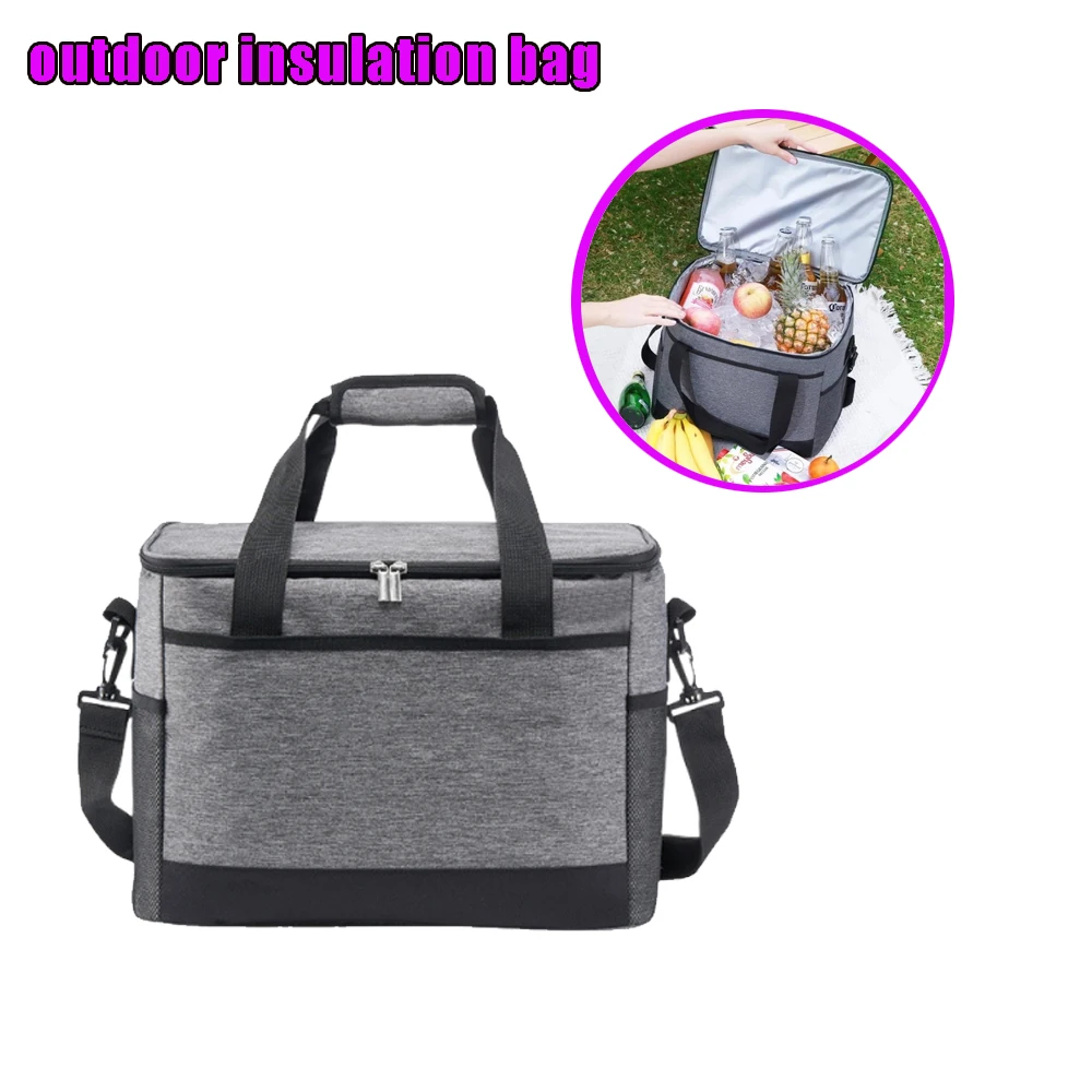 

Сумка-холодильник для пикника через плечо, большая вместимость, квадратные термопакеты, минималистичный дизайн, изолированный ланч-бокс для использования на природе