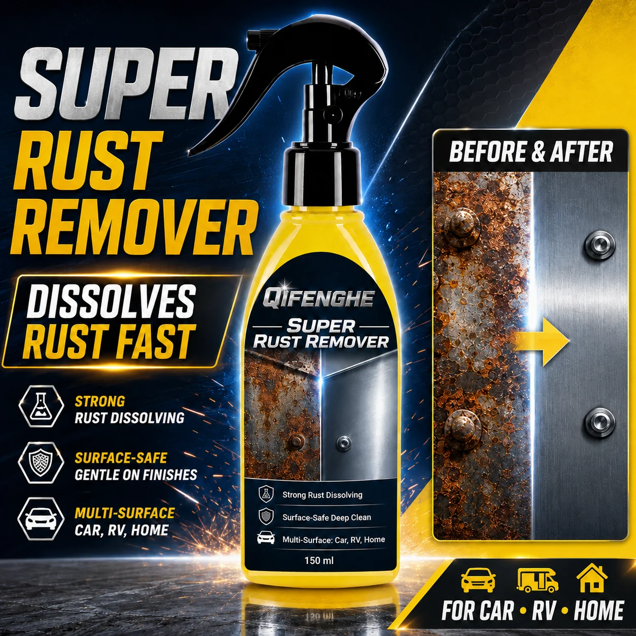 Wheel Cleaner Alloy - Spray Eliminador de Óxido QIFENGHE, Limpiador