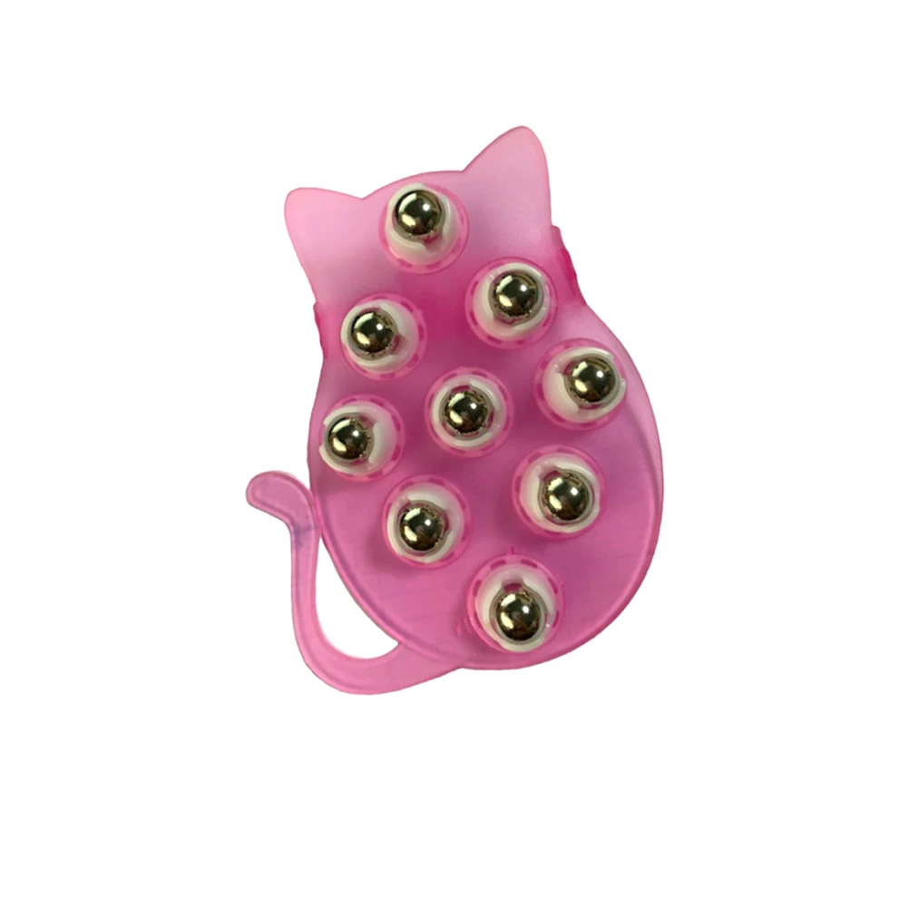 

Массажер с девятью бусинами в форме кошки, обезболивающий ролик для тела, шеи, спины, массажный инструмент, розовый стальной шарик-массажер