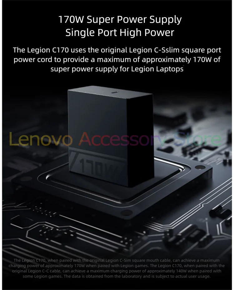 Lenovo Legion GaN Adapter C170W with Slim Tip Port 170W Power Supply For Lenovo Laptop Notebook GeekPro PD QC 3.0 PPS Compact