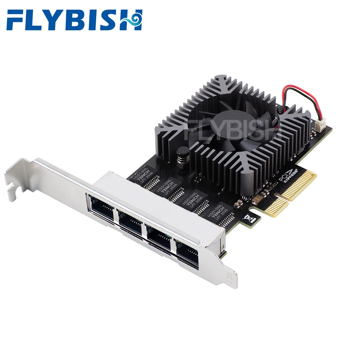 FLYBISH NA8125-T4x4 PCIe x4 Network Card Adapter 4 Port 2500Mbps 10/100/1000Mbps RTL8125BG Quad Port RJ45 PCI-E 2.5G Lan Card