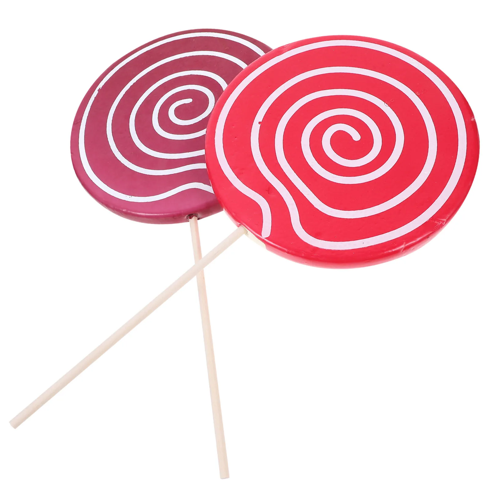 

2 Pcs Decorations 20cm Purple Red Fake Lollipop Model Christmas Party Gifts Photo Props PP Wood Large Realistic