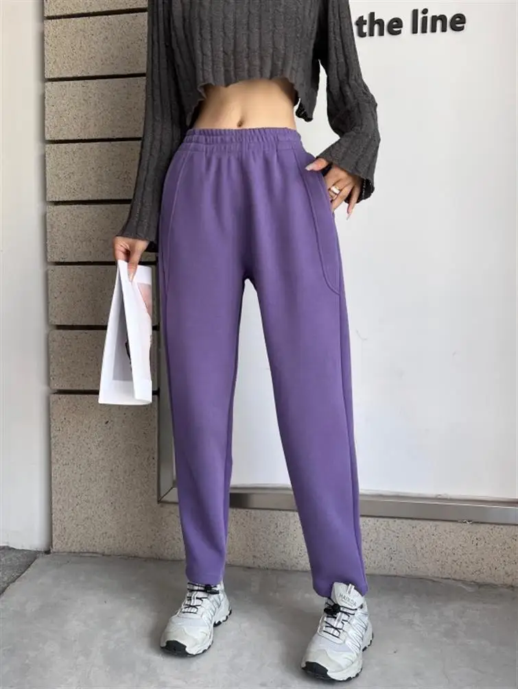 2024 Women Pants Harem Pants Cotton Linen Solid Elastic Waist Harem Trousers Soft High Quality for Female Ladys  Trousers LH4