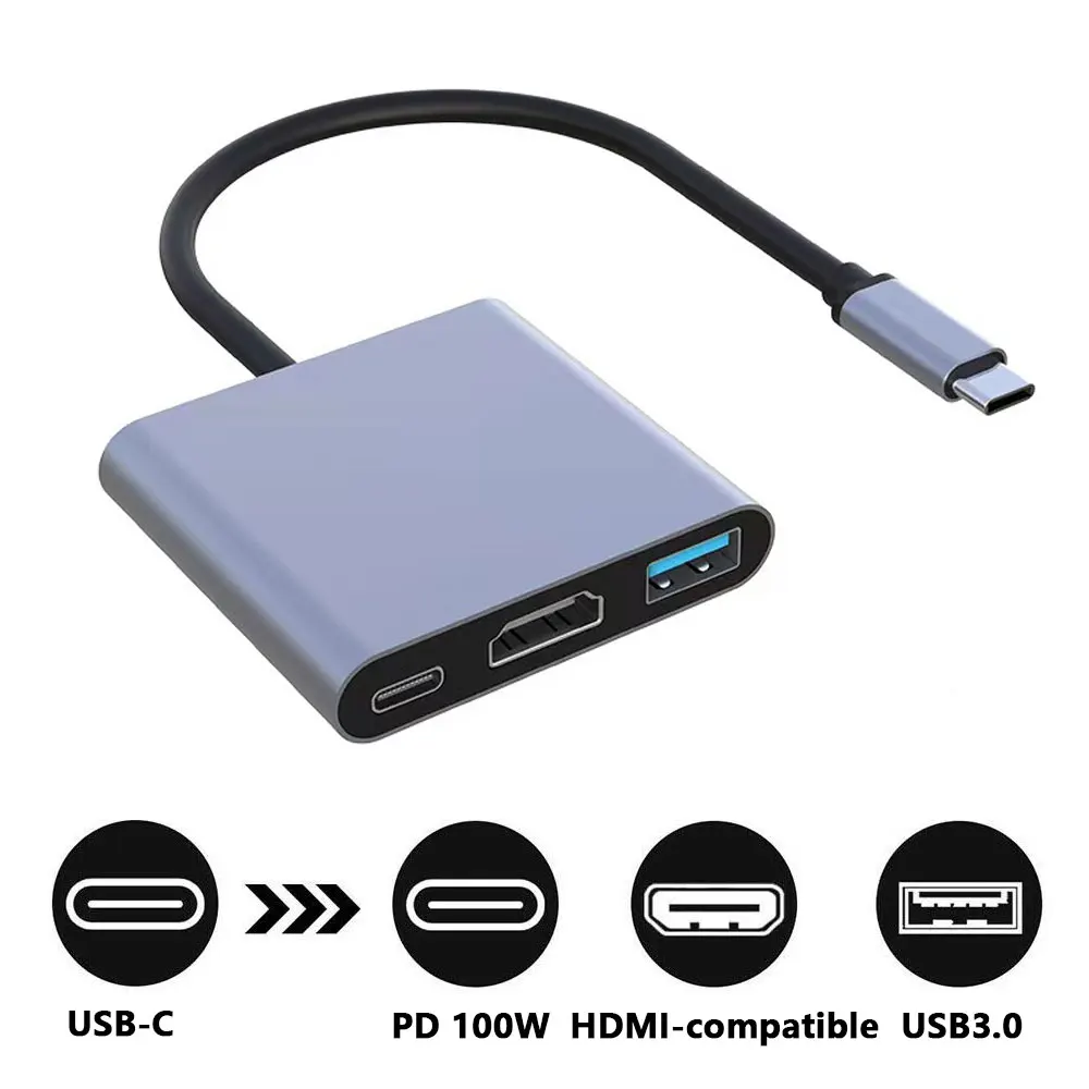 USB-C to HDMI 호환 4K TYPE-C USB 3.0 허브 어댑터, PD 100W, 맥북, 닌텐도, 삼성, 화웨이, 샤오미 휴대폰, 노트북 데스크탑용