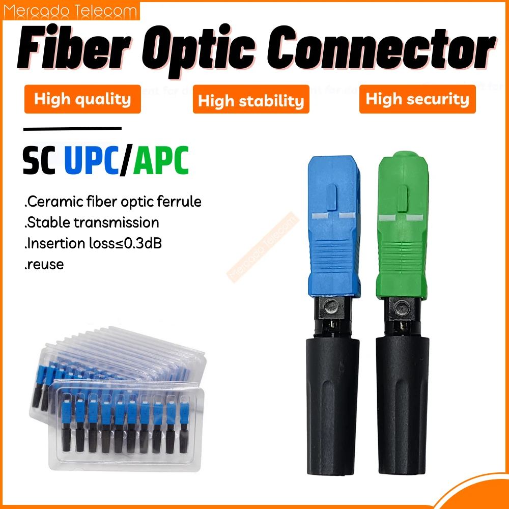 

100pcs FTTH SC APC Fast connector 50pcs single-mode fiber optic Fiber Optic Adapter SC UPC Cold Connection Quick Field Assembl