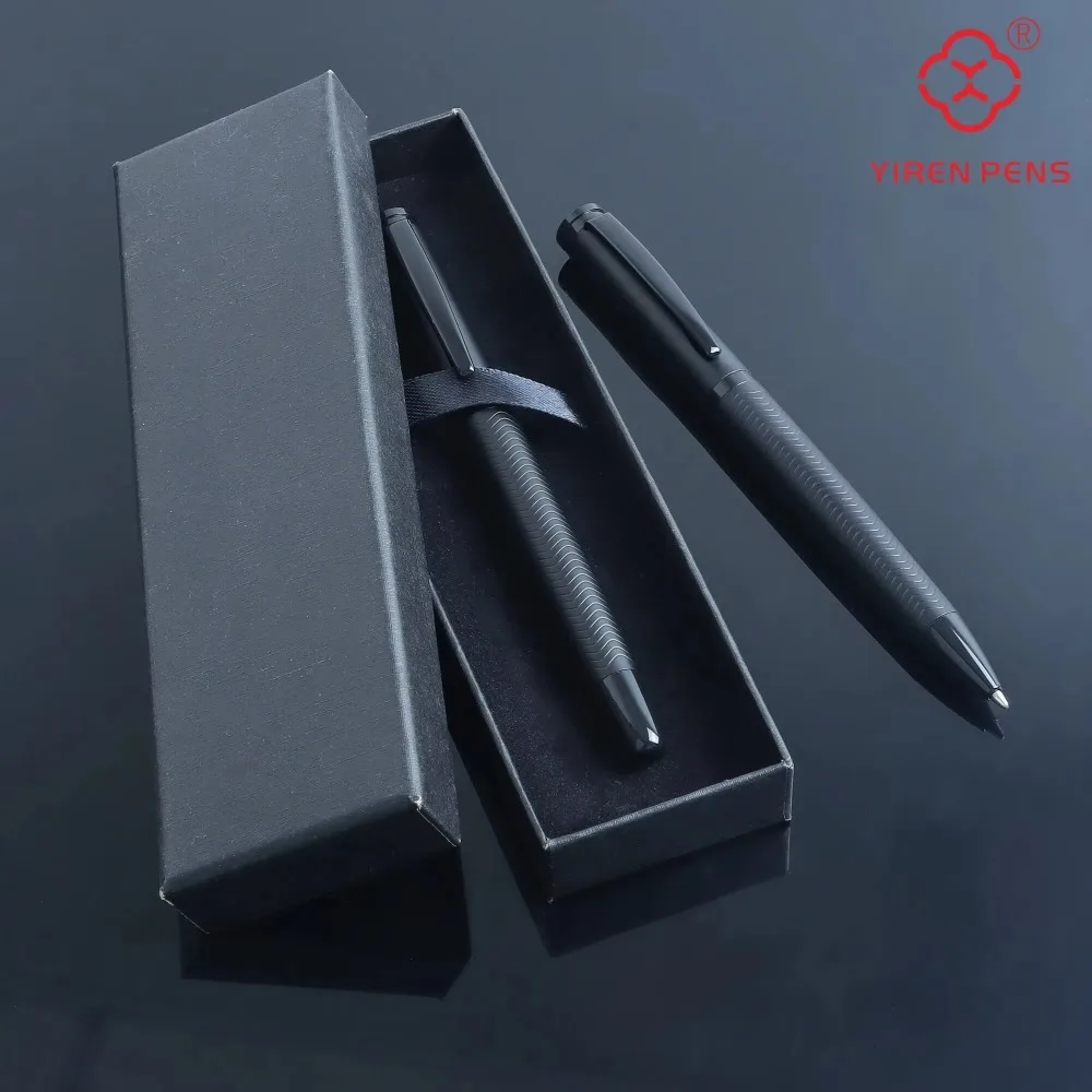 1 Pen Set, Including 1 Rollerball Pen And 1 Ballpoint Pen, High-end Business Signature Office Gift Stationery, Black Ink