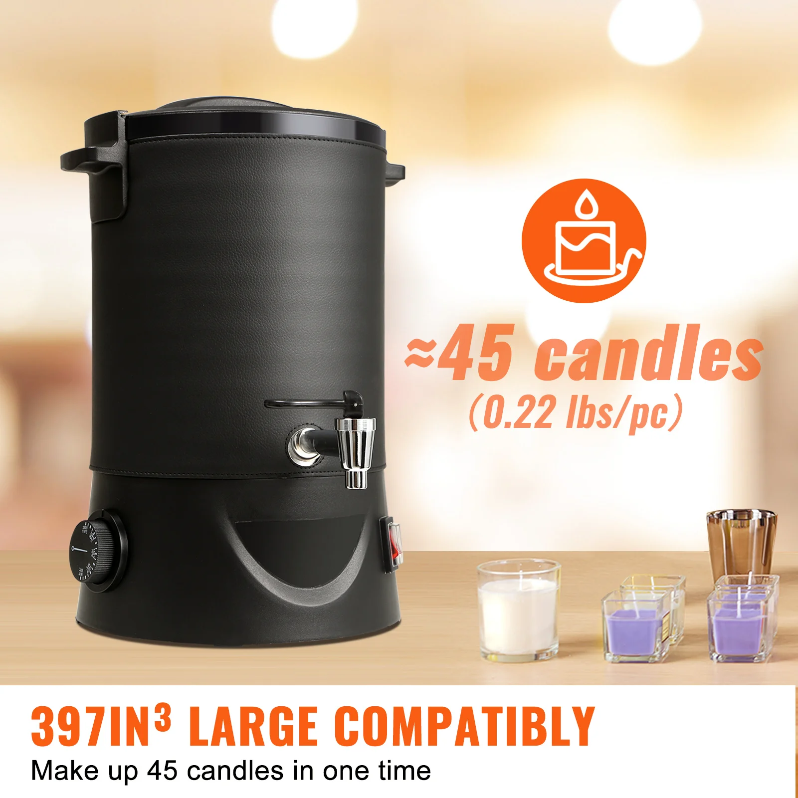 VEVOR 6.5L 10L Wax Melter for Candle Making Large Electric Wax Melting Pot Easy Pour Spout 9-Level Temperature Control