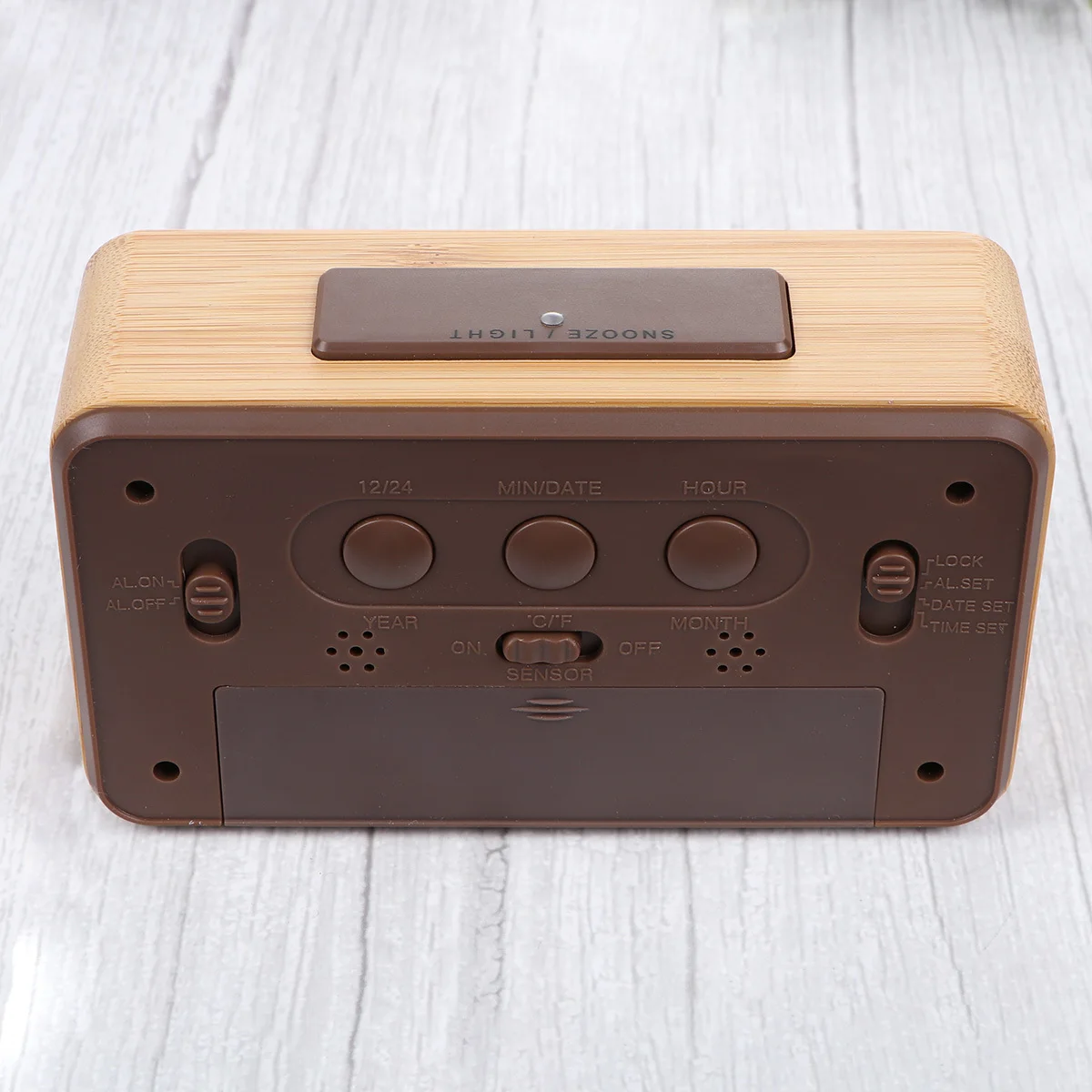 

1pc Wooden Digital Clock Led Alarm With Light Sensor For Home Office Bedroom Bamboo Shell Desktop Timepiece Wood Clock