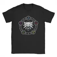 The Witcher Game Printed T-Shirt Men's Wild Hunt Vintage 100% Cotton T-Shirt Summer New Round Neck Short Sleeve Streetwear