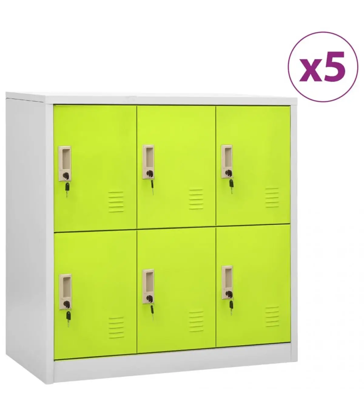 Ecomobel lockers and lockers storage lockers 5 pieces of gray and green steel box wardrobes 90x45x92,5 cm elegant living room bedroom furniture fast delivery from Spain