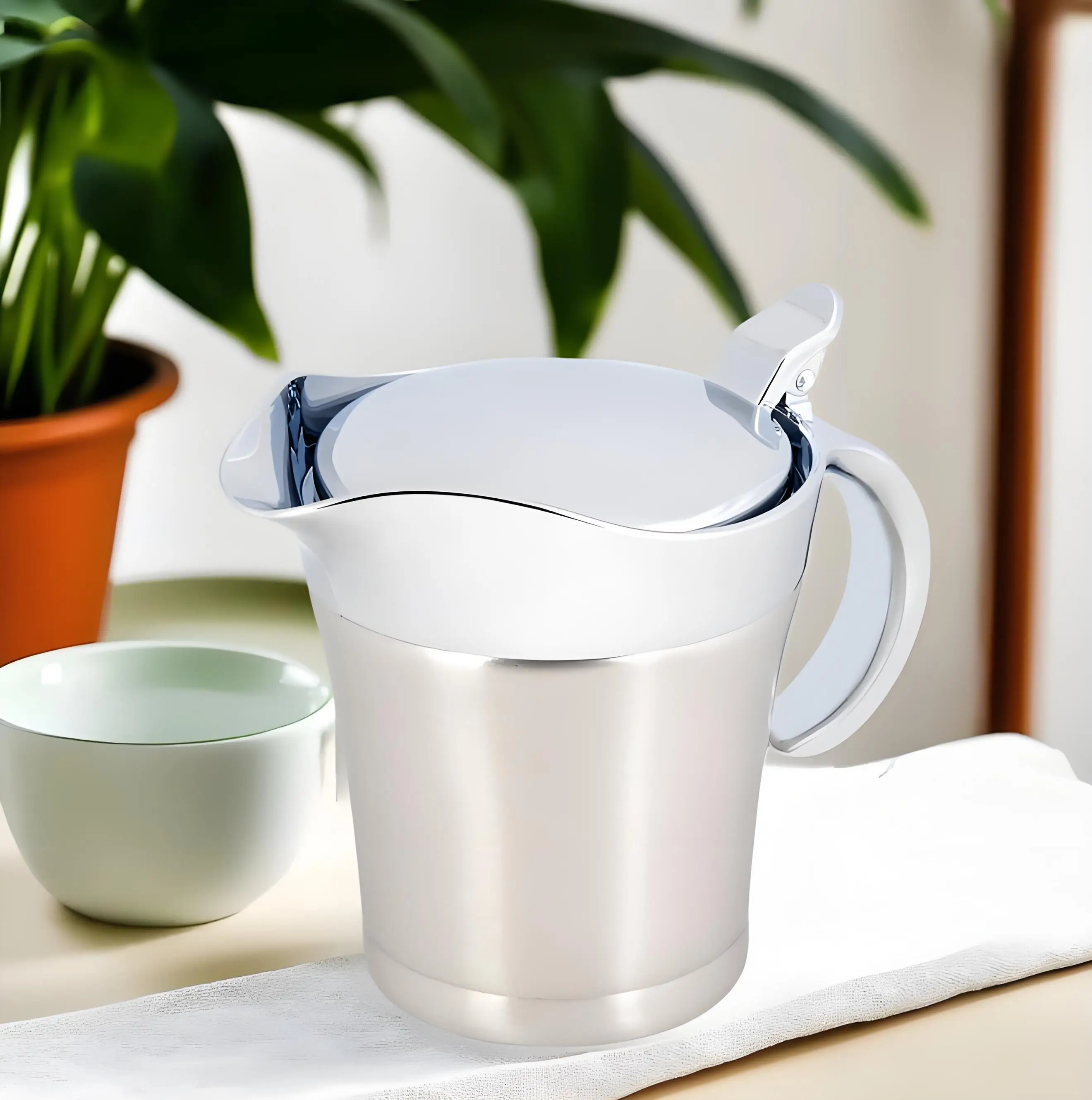 

Кувшин для соуса премиум-класса из нержавеющей стали 450 мл, термоизолированная лодка для соуса с двойными стенками для горячих соусов и соков — кухонный сервировочный горшок