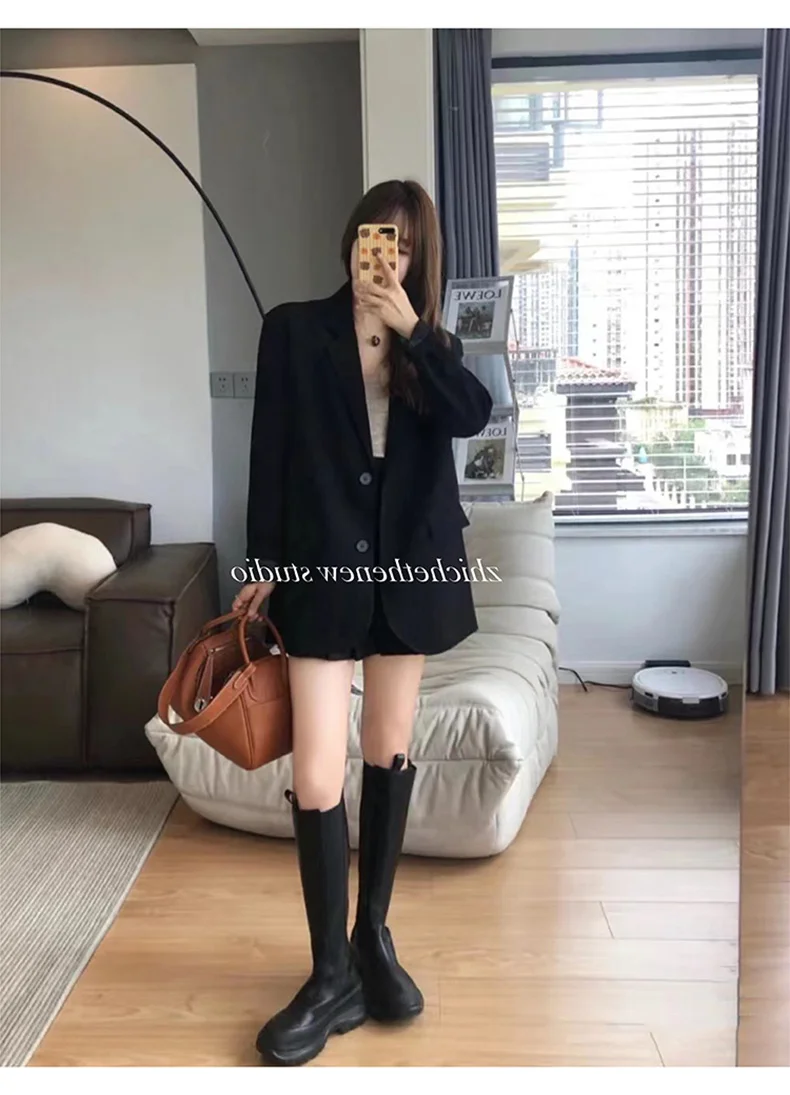 ロングブレザー女性韓国スタイルクラシックラペルダブルブレストスリムフィット春秋エレガントな作業服コートアウタートレンディOL