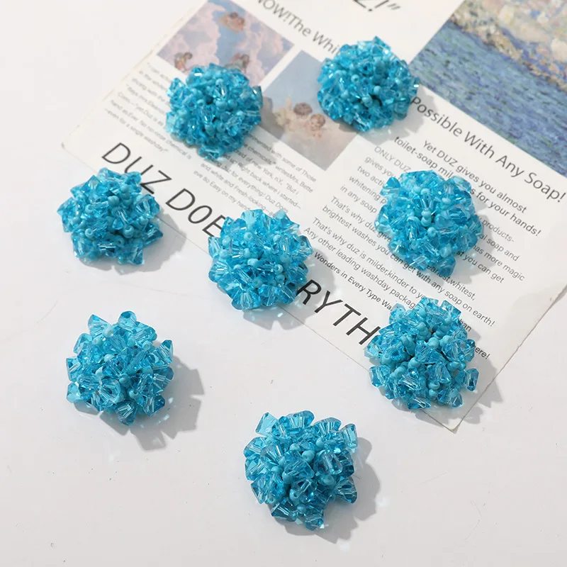 

DIY Handwoven Blue Hydrangea Shoe Clips for Crocs Summer Breeze Cool Tone Elegant Skin Friendly Beaded Buckle Craft Supply