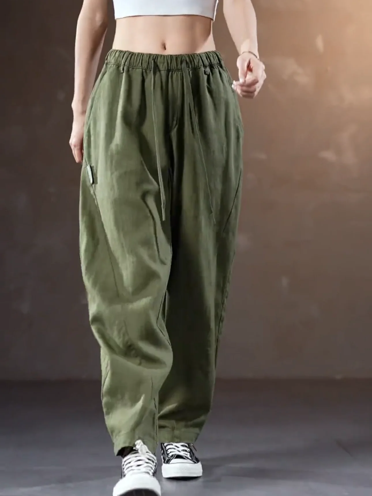 

Men's Simple Cotton Linen Pants Summer 2024 Cool Drapey Trendy Loose Couple Sle Casual Pants Breathable Youthful Energy