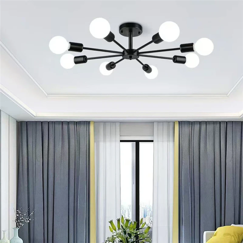 Modern Ceiling Chandelier Restaurant Black Simple Chandelier Living Room Suspended Ceiling Light Iron Chandelier Home Decor