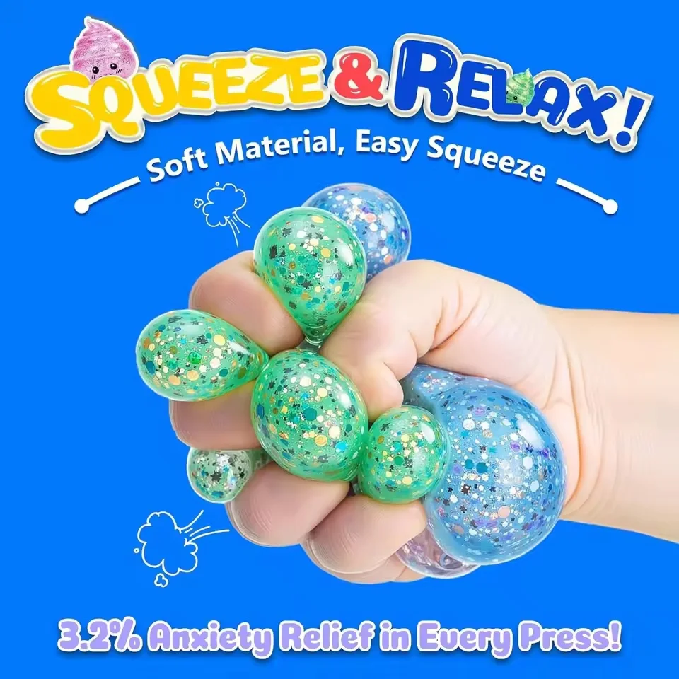 Novelty Squishy Poo Stress Ball Squishies Toys Glitter Funny Stretch Squeeze Fidget Toys for Adults Fool's Day Prank Gift