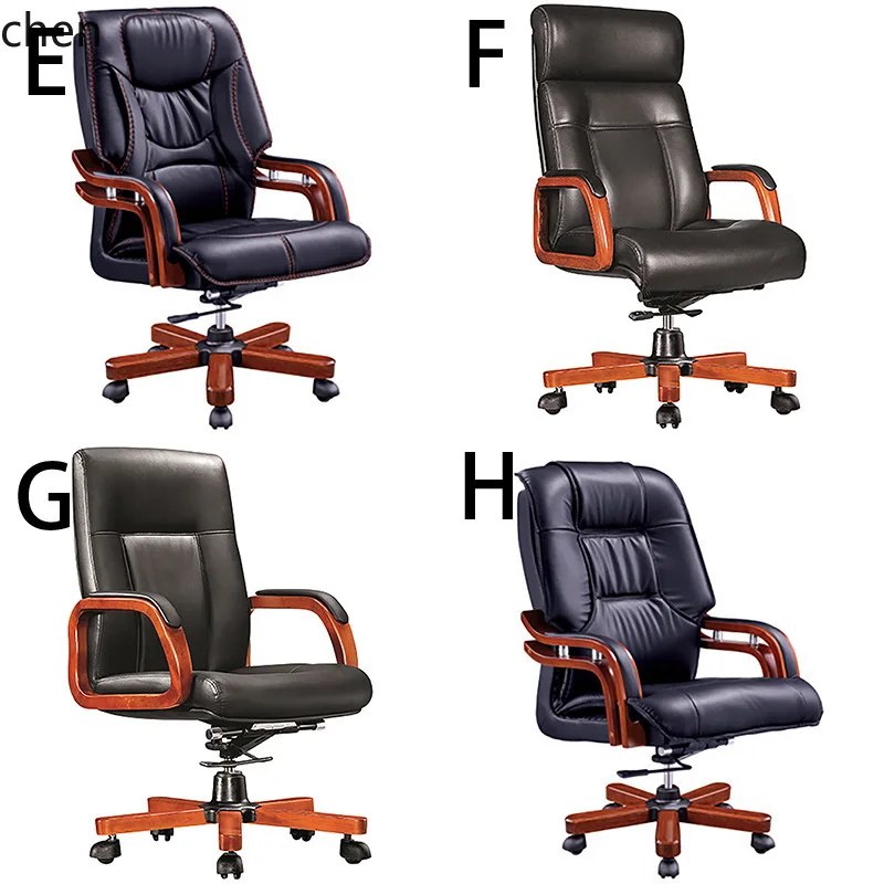 HXL Business Executive Chair Office Genuine Leather Massage Solid Wood Computer Chair