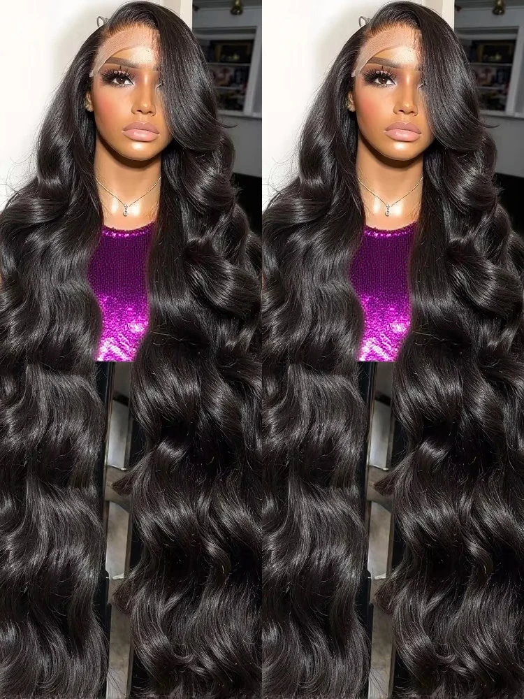 Peluca Frontal de encaje transparente de 40 y 46 pulgadas para mujer, pelucas de cabello humano con encaje Frontal brasileño de 250 de densidad 13x6 Hd