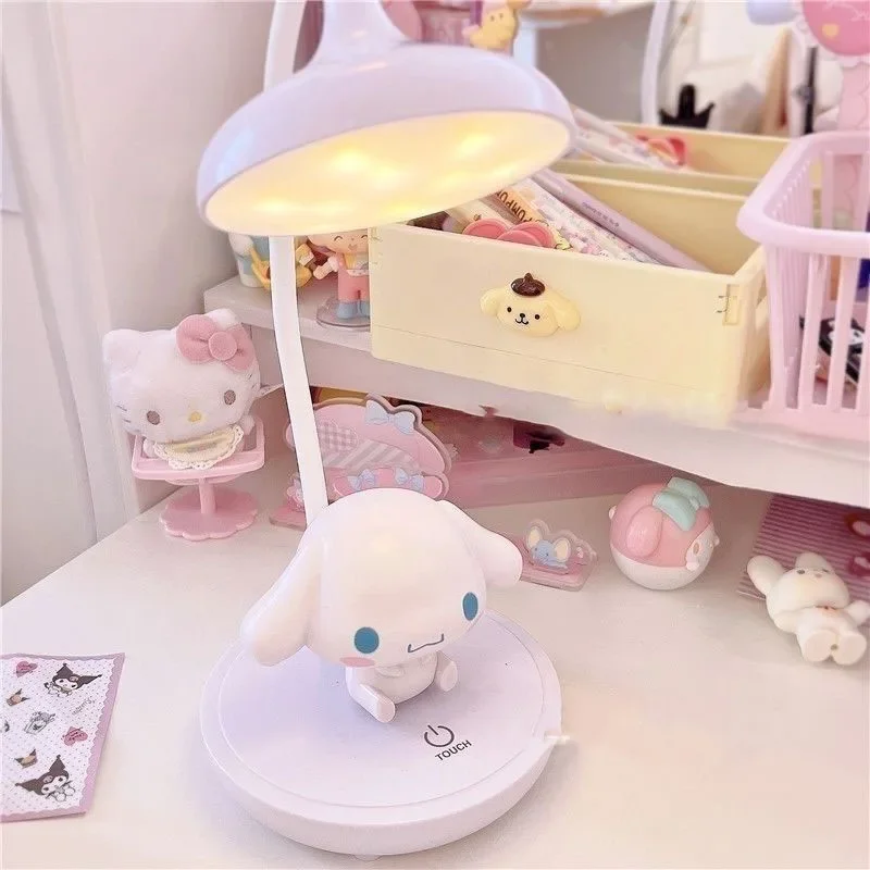 Kawaii Genuine Sanrio Led Night Light Hello Kitty My Melody Cartoon Desktop Bedroom Table Lamp Children Learning Cute Gift