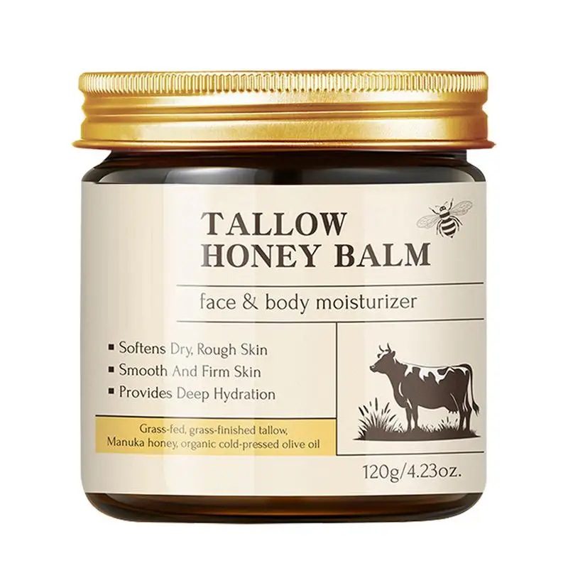 

120g Whipped Beef Tallow and Honey Balm Skin Face Moisturizer Fast Absorption Grass Fed Grass Finished Face Cream Body Lotion