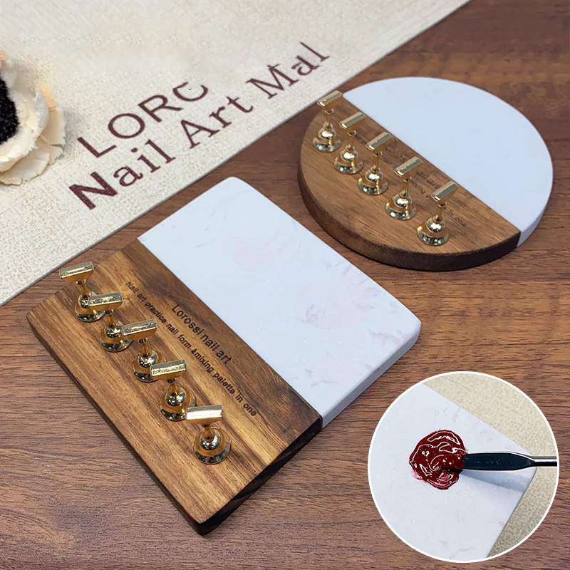 2 In 1 Nail Holder False Nail Tip Practice Stand Wood Base Mixing Palette Holder Nail Art Display For Art Salon Diy Tools