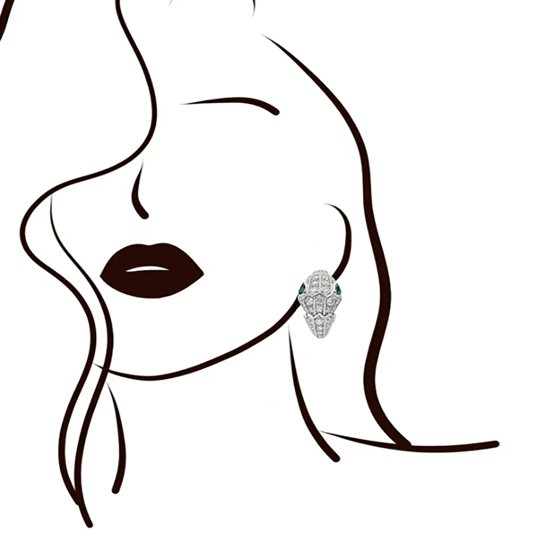 

Pure silver s925 BV snake shaped irregular diamond mysterious temperament charm earrings luxurious classic exquisite women's