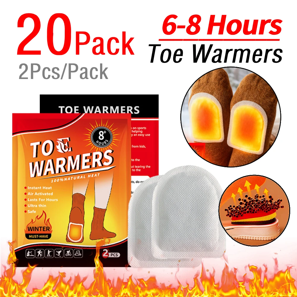 

20Pack 40Pcs Disposable Feet Warmers Up To 8 Hours of Heat Toe Warmers with Adhesive Heating Pads for Winter Outdoor Work Sports