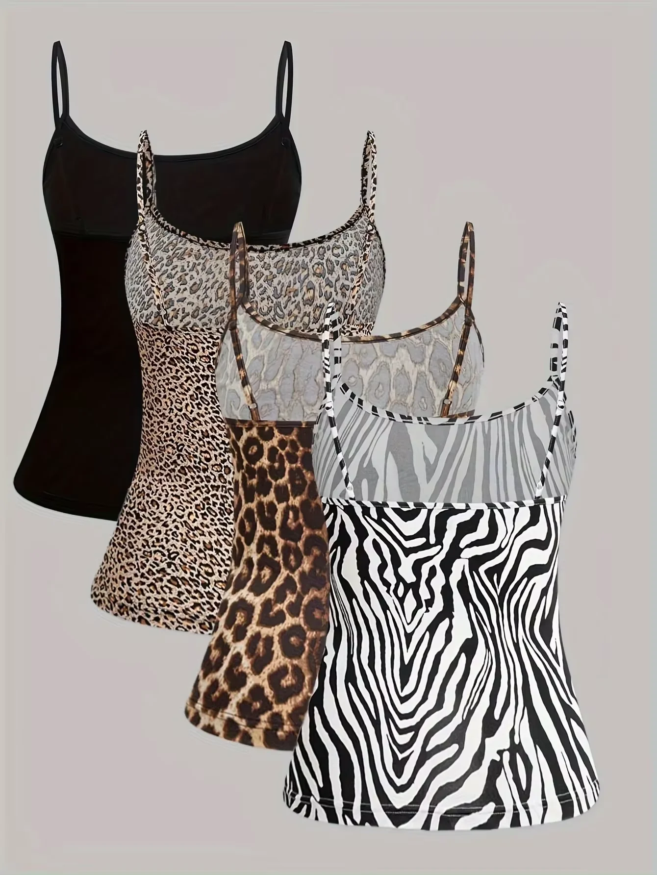 Leve leopardo impressão malha cami top, estilo respirável sem mangas para moda verão sem esforço，meninas Y2K, regata sexy