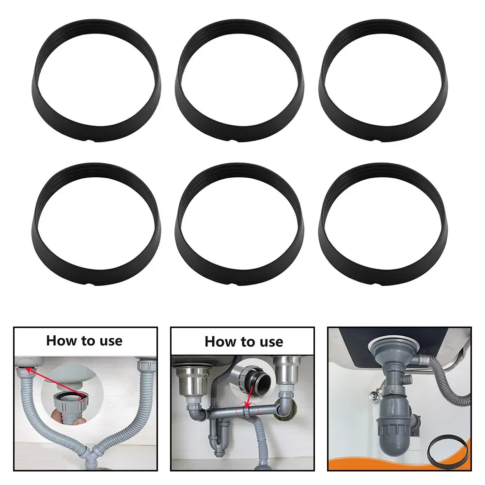 

6PCS 40mm Rubber Seal Rubber Washers Replacement Tool Accessories For Plumbing Sink Pipe Fittings Waste Pipe Sealing Joints