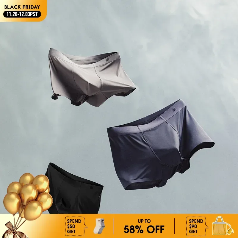 

Maden Men's three-piece 7A Grade Antibacterial Breathable Underwears Boxer Briefs Seamless Thin Sports Sweat-wicking Boxer Short