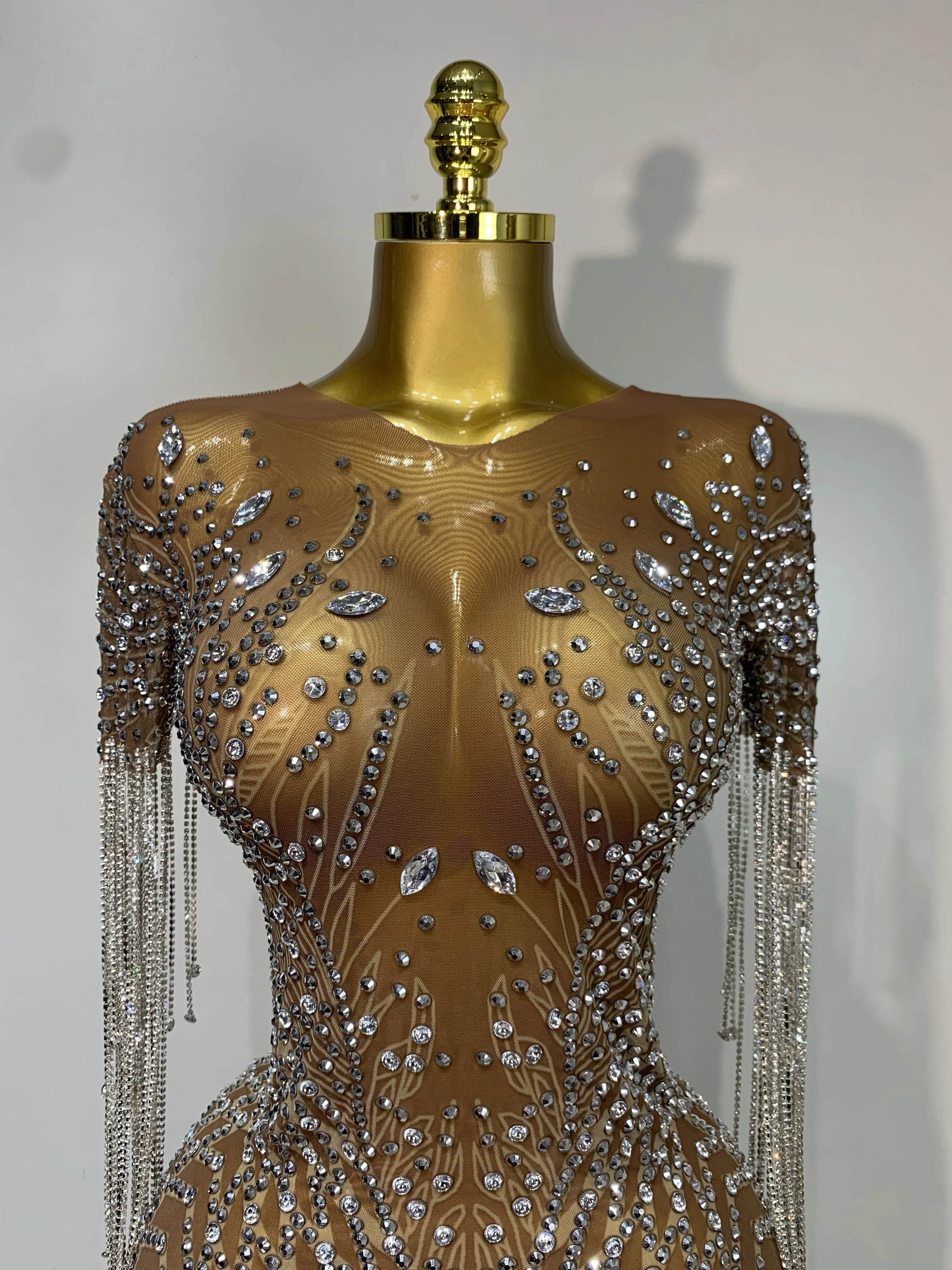 Luxury Sparkly Rhinestones Tassel Transparent Mesh Stretch Long Dress Women Evening Celebrate Birthday Dress Sexy Stage Costumes - AliExpress 200000345 Luxury Sparkly Rhinestones Tassel Transparent Mesh Stretch Long Dress Women Evening Celebrate Birthday Dress Sexy Stage Costumes - AliExpress 200000345