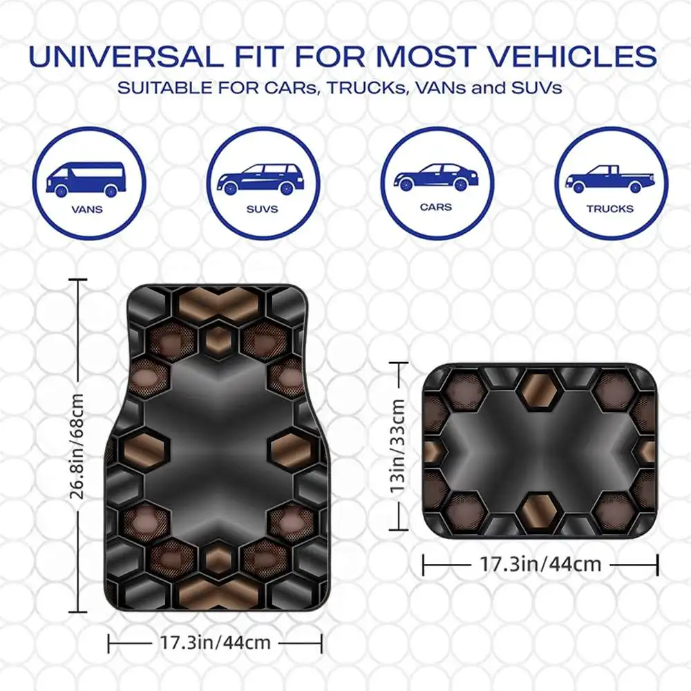 2pcs/4pcs Cool Printed Car Floor Mats | Durable Polyester Floor Liners, Safe And Practical, Ideal Gift Choice, Long-lasting, Uni