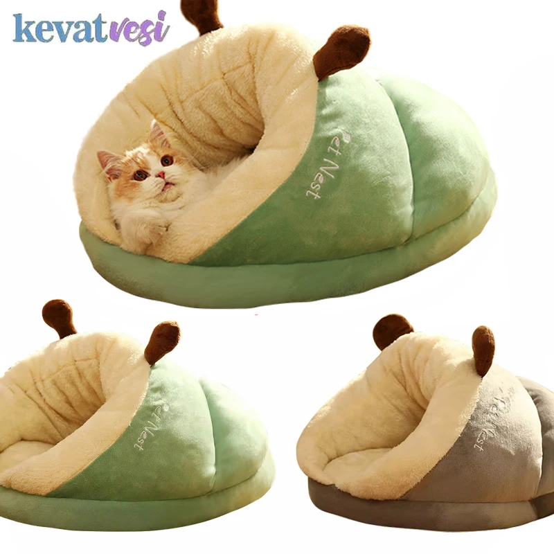 Winter Warm Cat Nest Soft Thicken Cat Bed Comfortable Pet Sleeping Bed for Puppies Cats Cozy Cats Cave Kitten House Pet Supplies