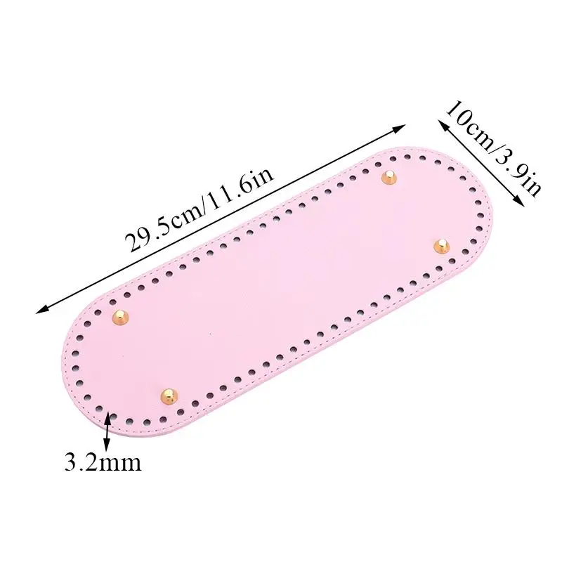 Long Bottom For Knitted Bag PU Leather Bag Base Handmade Bottom With Holes Wear-resistant Diy Crochet Bag Bottom Accessories
