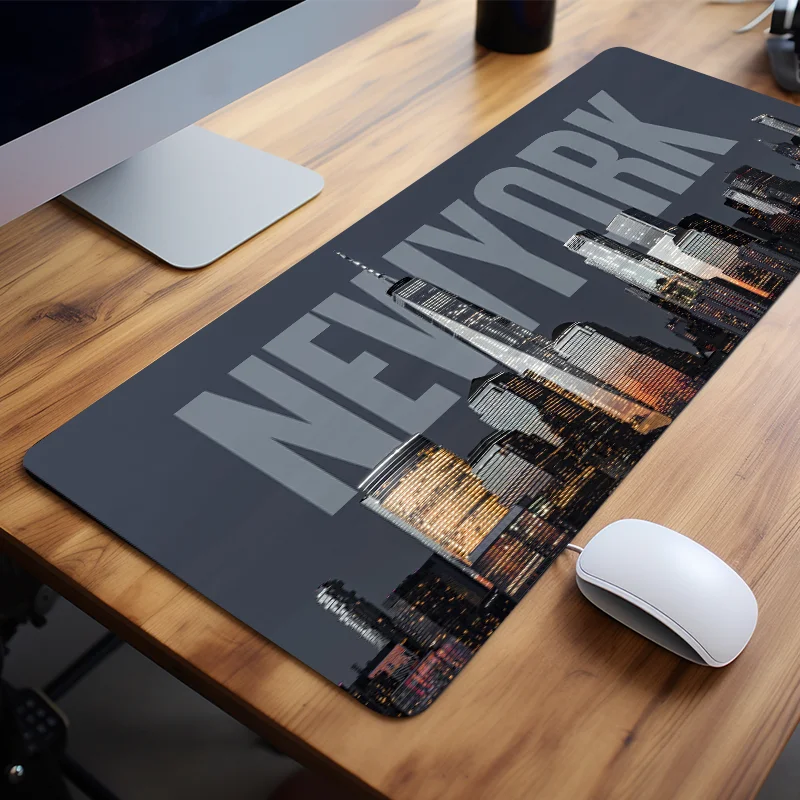 New York Building Aesthetic Large Mouse Pad Office Desk Mat Computer Keyboard Pad Non Slip Office Desk Room Decor Accessories