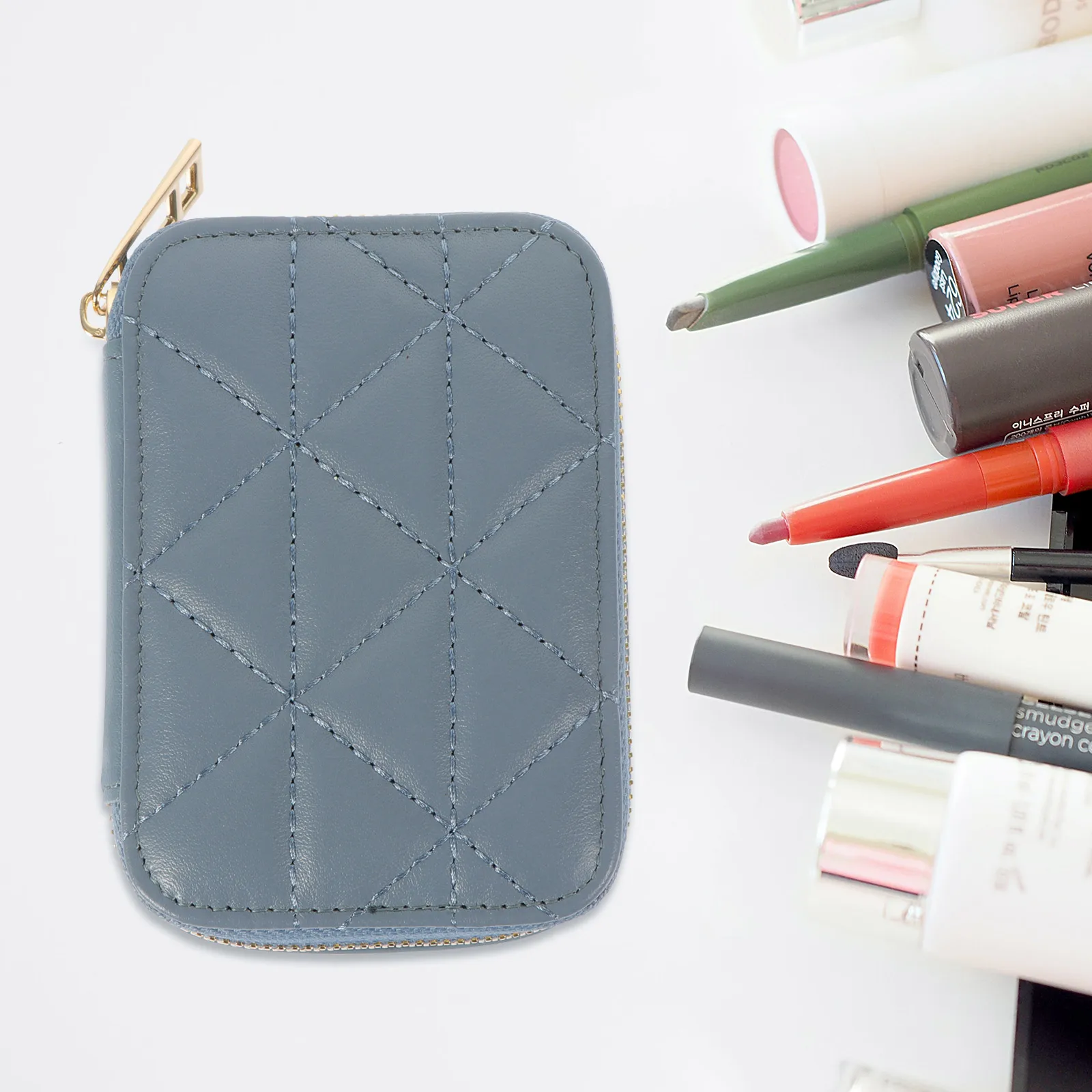 Lip Gloss Storage Bag Portable Lipstick Pouch Comfortable Surface Durable Zipper Makeup Organizer Travel Use Lipstick