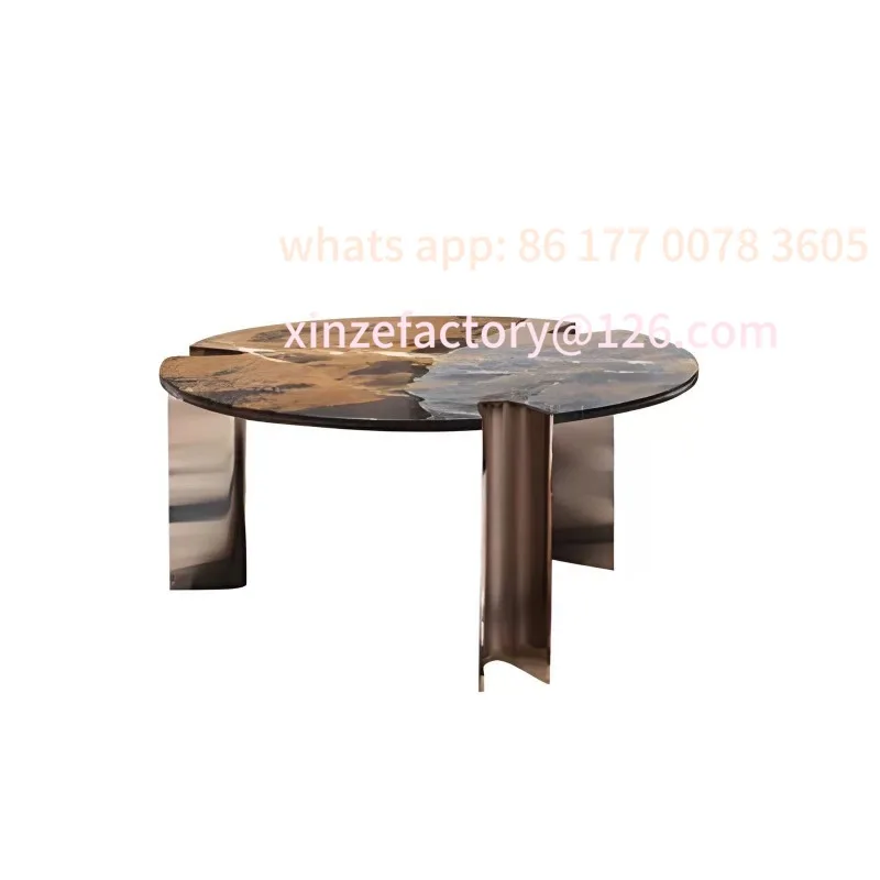 طاولة قهوة رخامية إيطالية قابلة للتخصيص، خفيفة فاخرة، غرفة معيشة منزلية، مجموعة إبداعية حديثة من الفولاذ المقاوم للصدأ