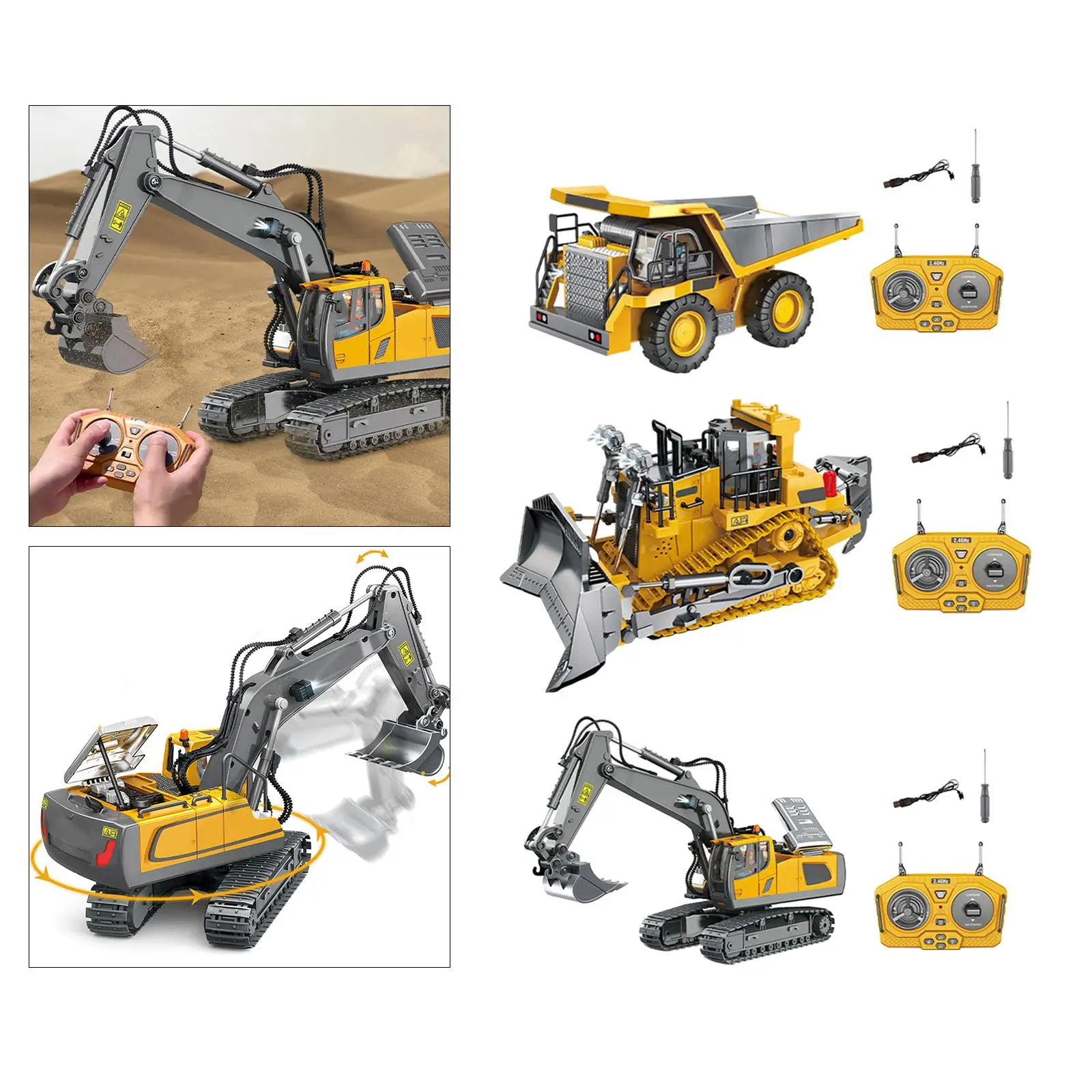 Engineering Vehicles Toy Remote Control Truck Lorry Transporter Digger Dump